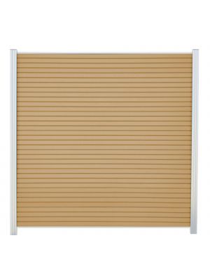 WPC Rhombuszaun 180x180 cm in L&auml;rche &ndash; mit Pfosten in Silber, moderne Rhombusoptik als stilvoller Sichtschutz