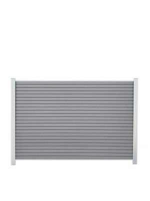 WPC Rhombuszaun 180x120 cm in Steingrau &ndash; mit Pfosten in Silber, moderne Rhombusoptik als stilvoller Sichtschutz