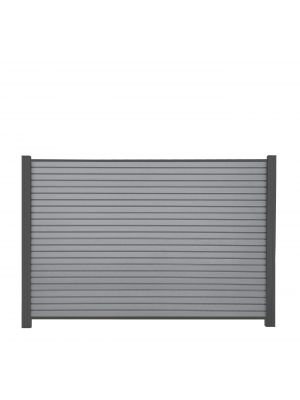 WPC Rhombuszaun 180x120 cm in Steingrau &ndash; mit Pfosten in Anthrazit, moderne Rhombusoptik als stilvoller Sichtschutz