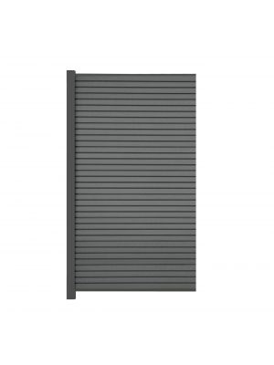 Halbes WPC Rhombuszaun-Feld 90x183 cm in Anthrazit &ndash; mit farblich passendem Pfosten in Anthrazit, ideal als Sichtschutz