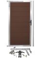 WPC Gartentür SYSTEM -  gebürstet - Chocolate braun / Alu