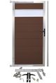 WPC Gartentür SYSTEM Dekor -  gebürstet - Chocolate braun / Alu