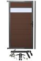 WPC Gartentür SYSTEM Dekor -  gebürstet - Chocolate braun / AZ
