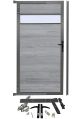 WPC Systemzaun Gartentür Glas - Grau-Mix