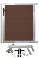 WPC Gartentür klein SYSTEM -  gebürstet - Chocolate braun / Alu