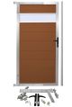 WPC Gartentür SYSTEM Dekor -  gebürstet - Redwood braun / Alu