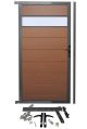 WPC Gartentür SYSTEM Dekor -  gebürstet - Redwood braun / AZ