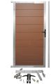 WPC Gartentür SYSTEM -  gebürstet - Redwood braun / Alu
