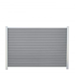 WPC Rhombuszaun 180x120 cm in Steingrau – mit Pfosten in Silber, moderne Rhombusoptik als stilvoller Sichtschutz