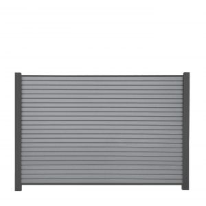 WPC Rhombuszaun 180x120 cm in Steingrau – mit Pfosten in Anthrazit, moderne Rhombusoptik als stilvoller Sichtschutz