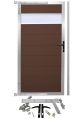 WPC Gartentür SYSTEM Dekor -  gebürstet - Chocolate braun / Alu