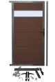 WPC Gartentür SYSTEM Dekor -  gebürstet - Chocolate braun / AZ