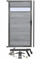 WPC Systemzaun Gartentür Glas - Grau-Mix