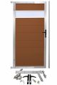 WPC Gartentür SYSTEM Dekor -  gebürstet - Redwood braun / Alu