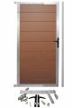WPC Gartentür SYSTEM -  gebürstet - Redwood braun / Alu